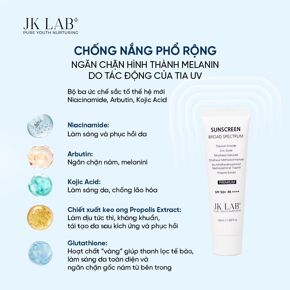 KEM CHỐNG NẮNG JKLAB SUNSCREEN BROAD SPECTRUM - Ảnh 3